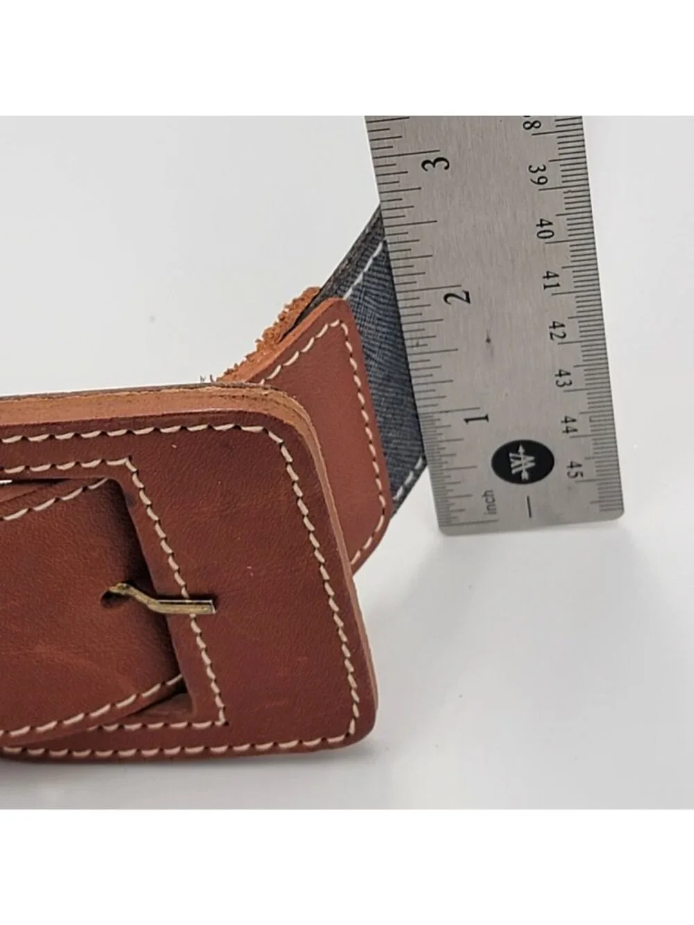 Echo Genuine Italian Leather Belt Medium Brown & Blue Made In USA